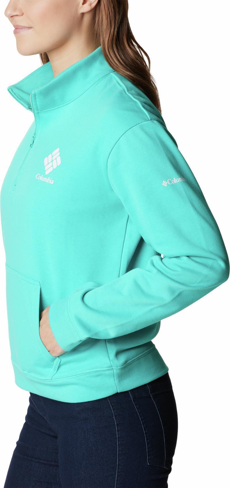 Columbia Trek French Terry Half Zip - Womens - Bright Aqua / White CSC Stacked Logo 5