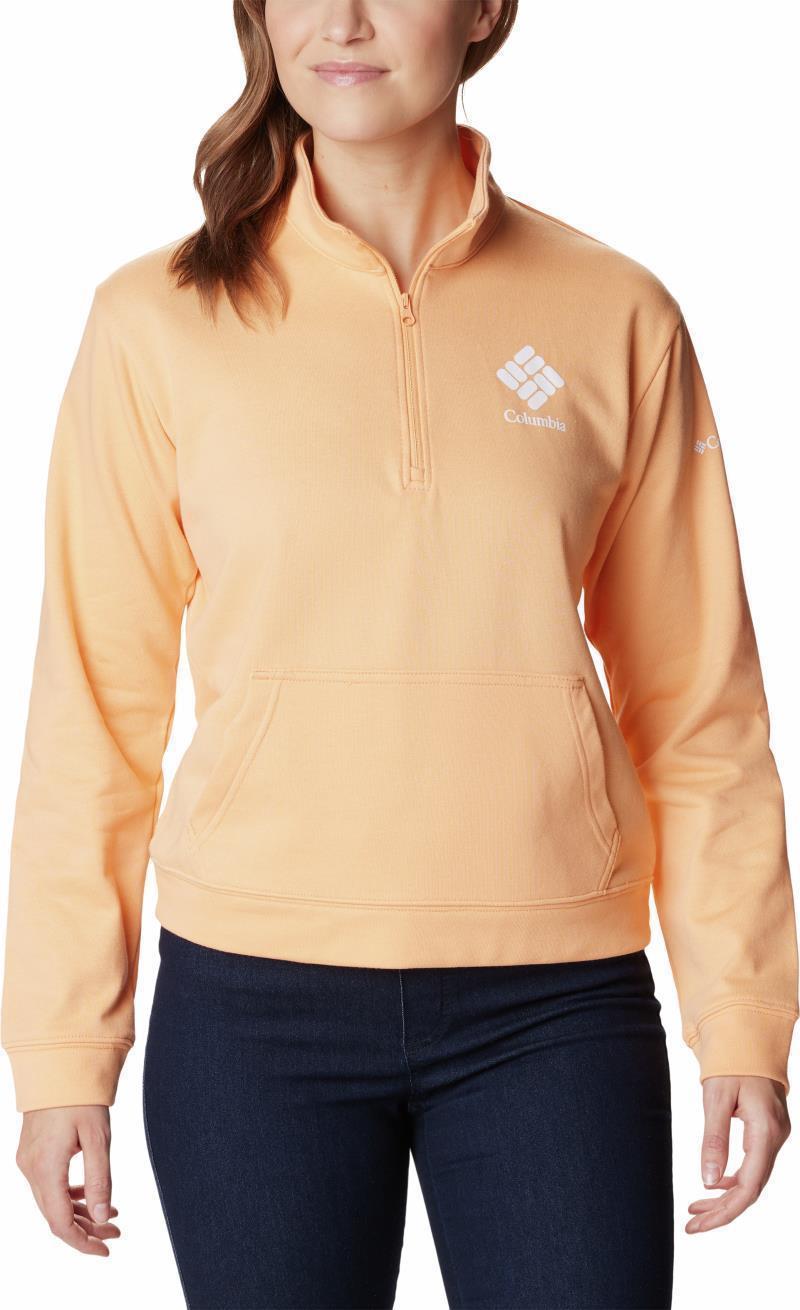 Columbia Trek French Terry Half Zip - Womens - Peach / White Stacked Logo 1