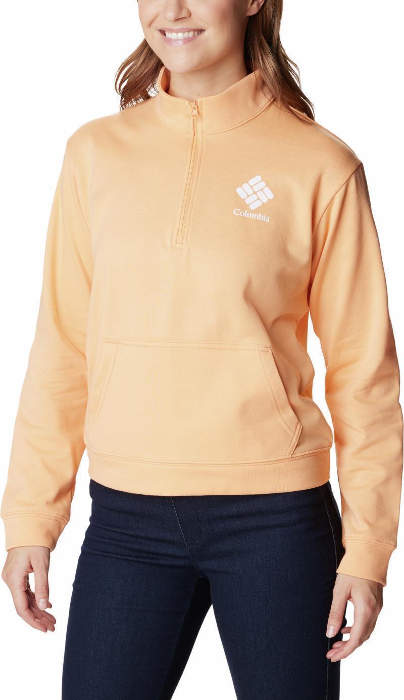 Columbia Trek French Terry Half Zip - Womens - Peach / White Stacked Logo 3