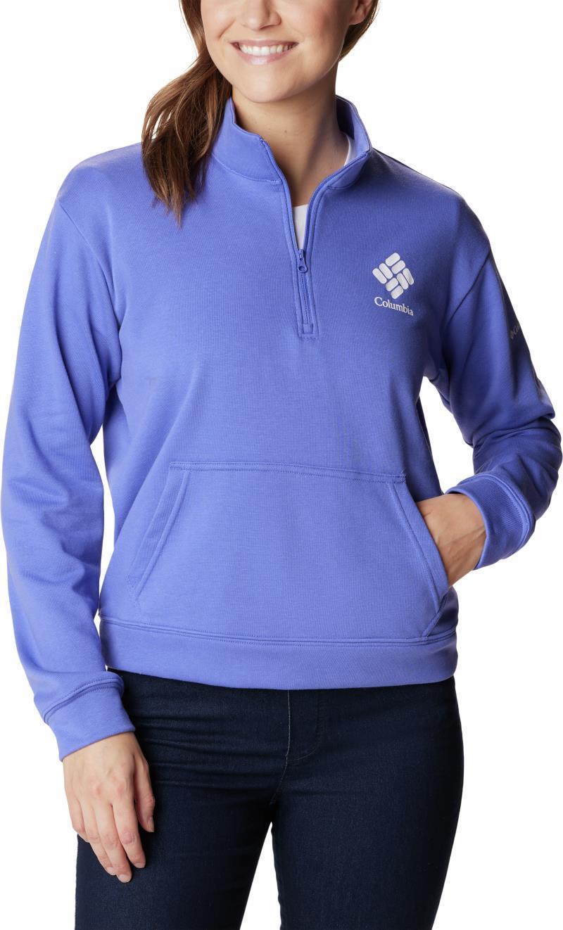 Columbia Trek French Terry Half Zip - Womens - Purple Lotus / White Stacked Logo 1