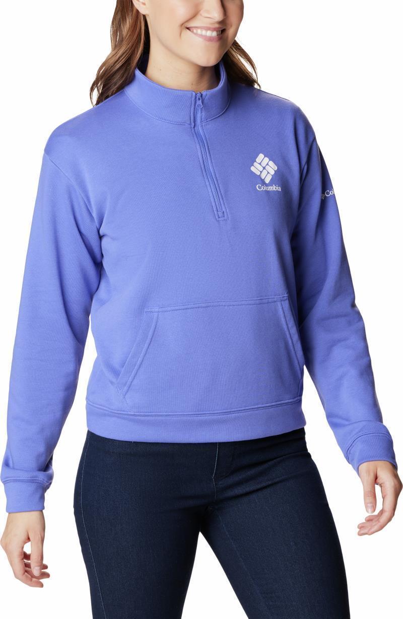 Columbia Trek French Terry Half Zip - Womens - Purple Lotus / White Stacked Logo 3