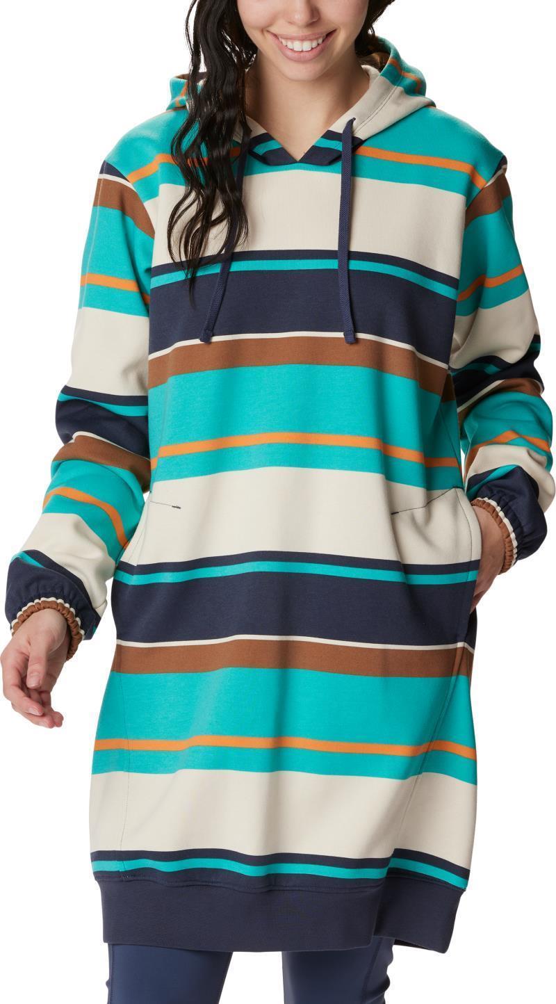 Columbia Trek Hoodie Dress - Bright Aqua Serendipity Stripe 1