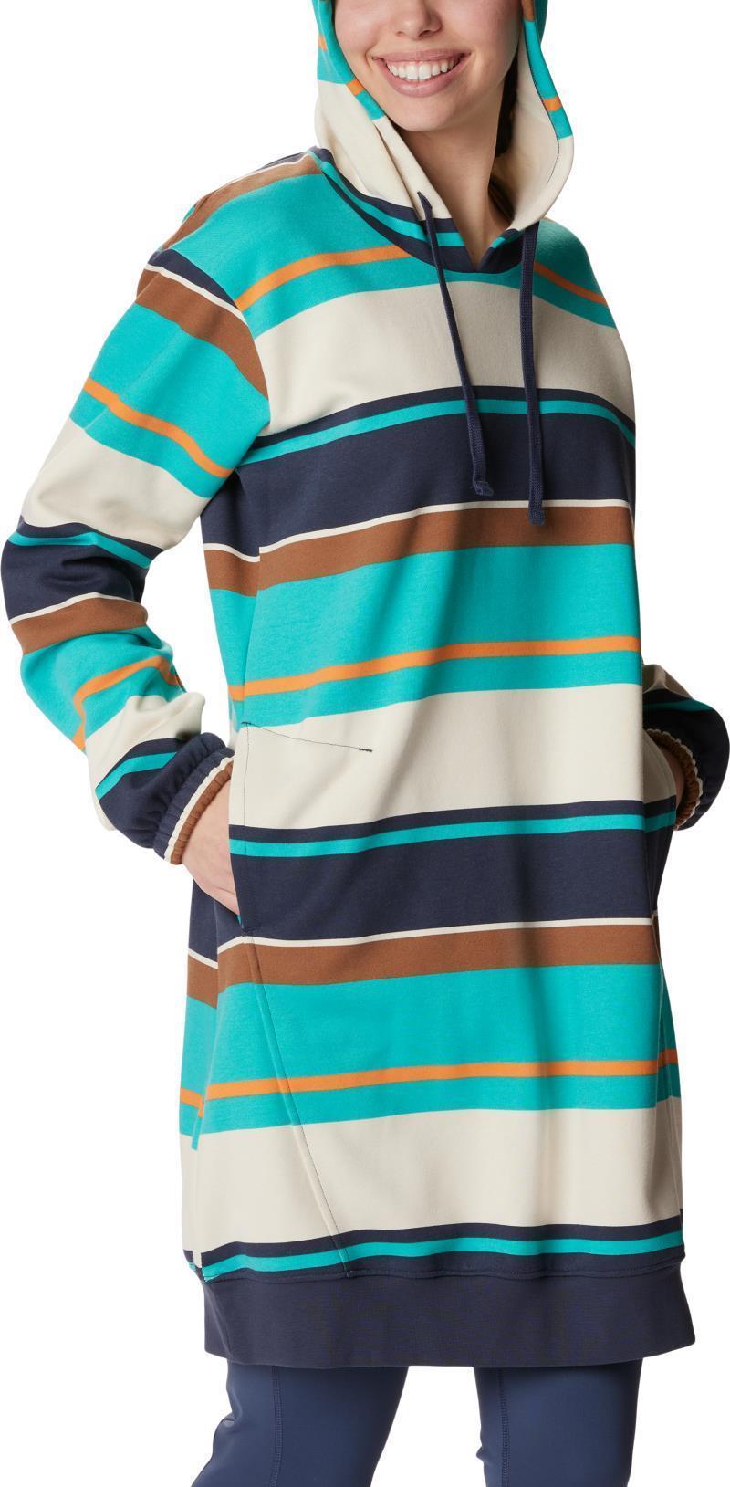Columbia Trek Hoodie Dress - Bright Aqua Serendipity Stripe 3