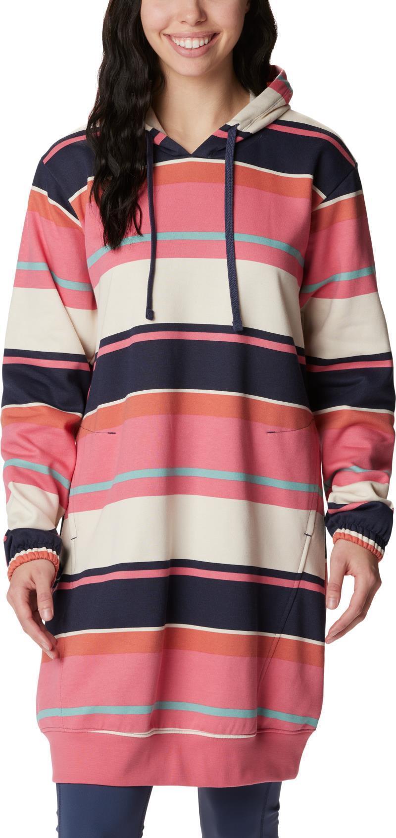 Columbia Trek Hoodie Dress - Camellia Rose Serendipity Stripe 1