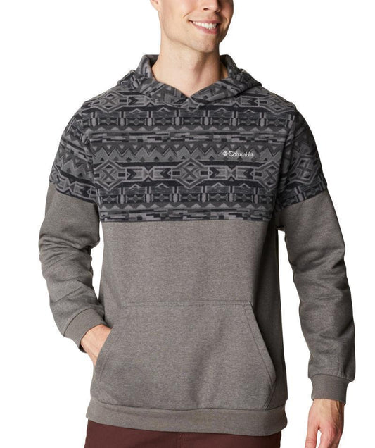 Columbia Trek Printed Hoodie - Tall - Mens - Charcoal Heather / Black 80s Stripe Print 1