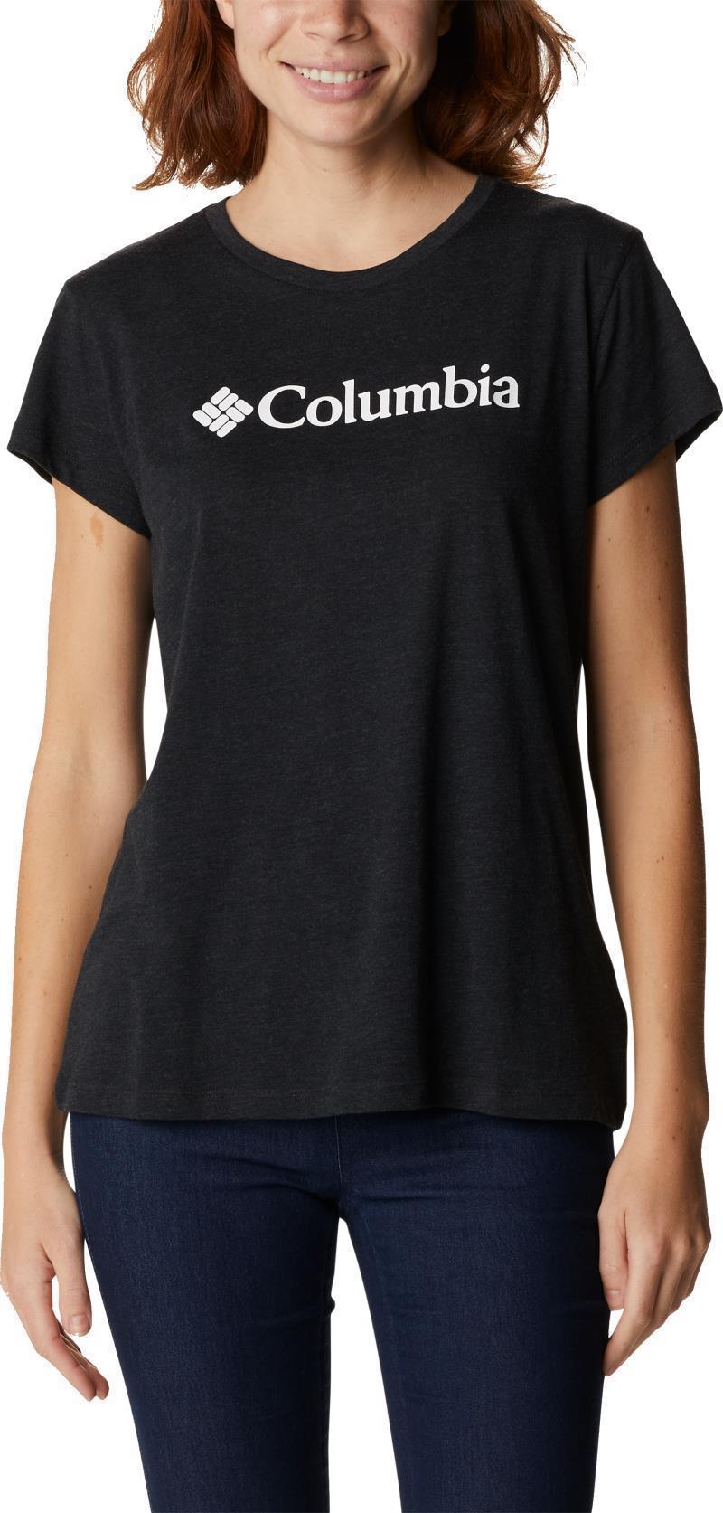 Columbia Trek SS Graphic Tee - Womens - Black Heather / Gem Columbia 1