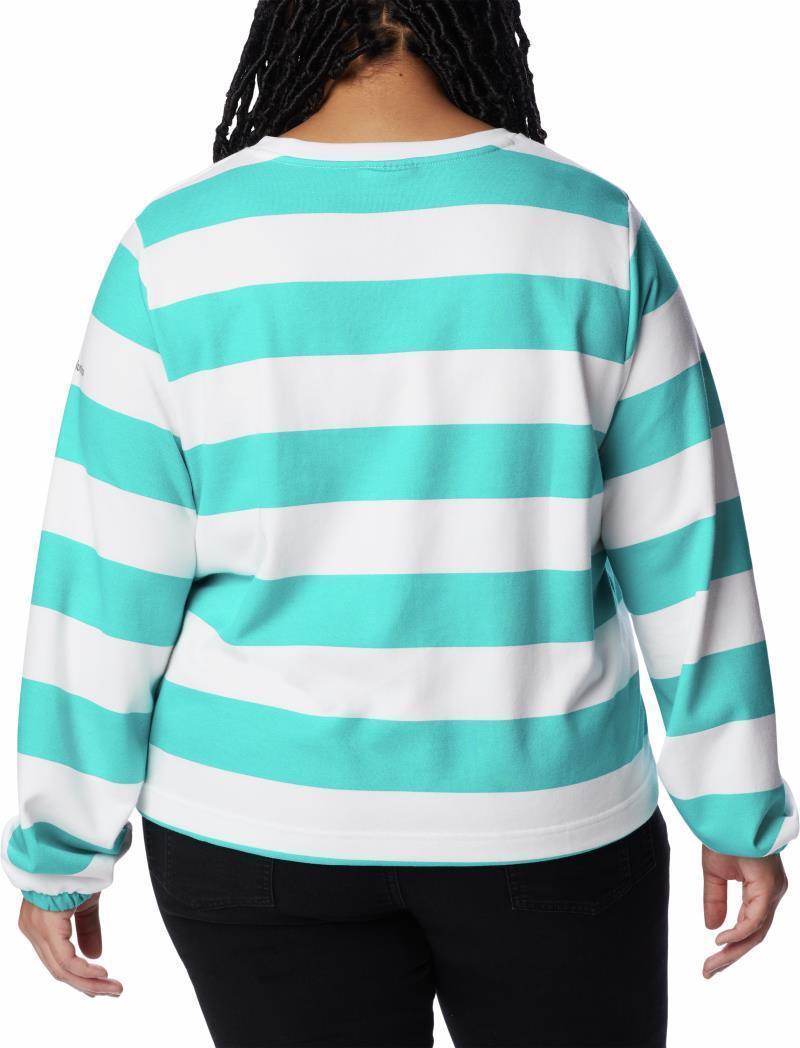 Columbia Trek Seasonal FT Graphic Crew - Plus - Womens - Bright Aqua / Rugby Stripe 2