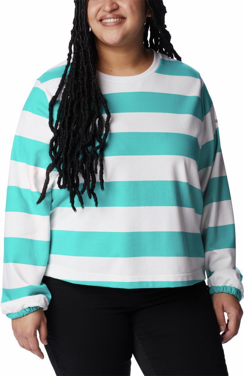 Columbia Trek Seasonal FT Graphic Crew - Plus - Womens - Bright Aqua / Rugby Stripe 3