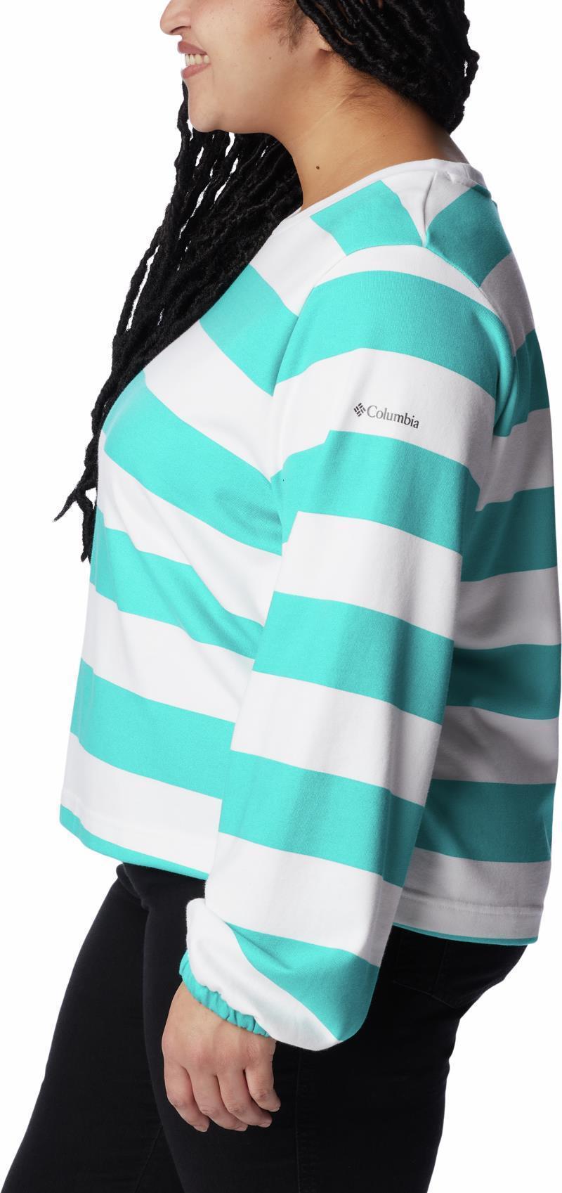 Columbia Trek Seasonal FT Graphic Crew - Plus - Womens - Bright Aqua / Rugby Stripe 5