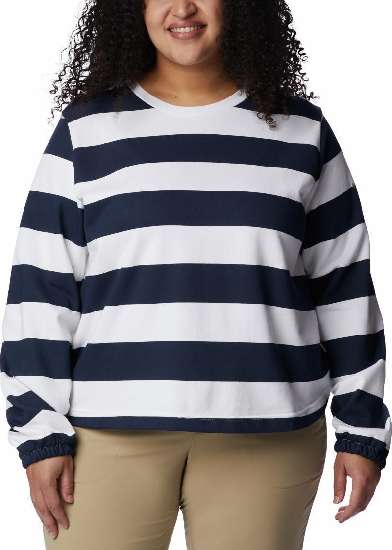 Columbia Trek Seasonal FT Graphic Crew - Plus - Womens - Collegiate Navy / Rugby Stripe 1