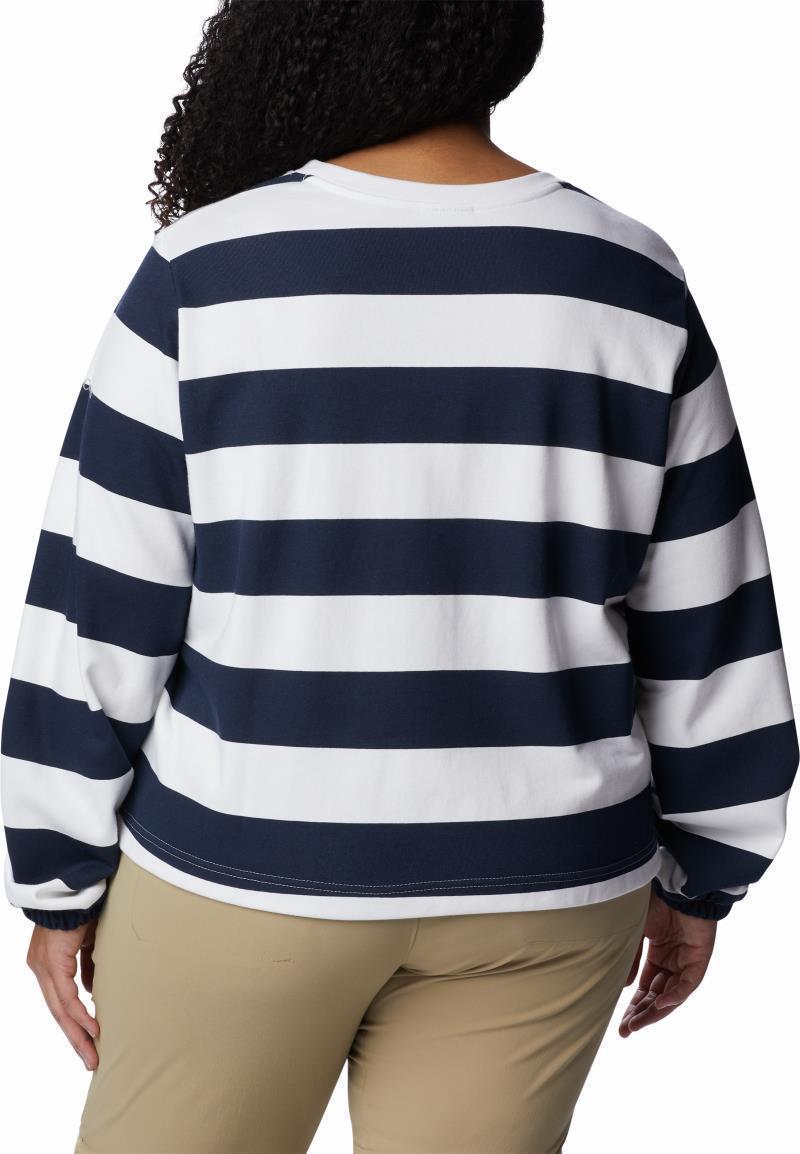 Columbia Trek Seasonal FT Graphic Crew - Plus - Womens - Collegiate Navy / Rugby Stripe 2