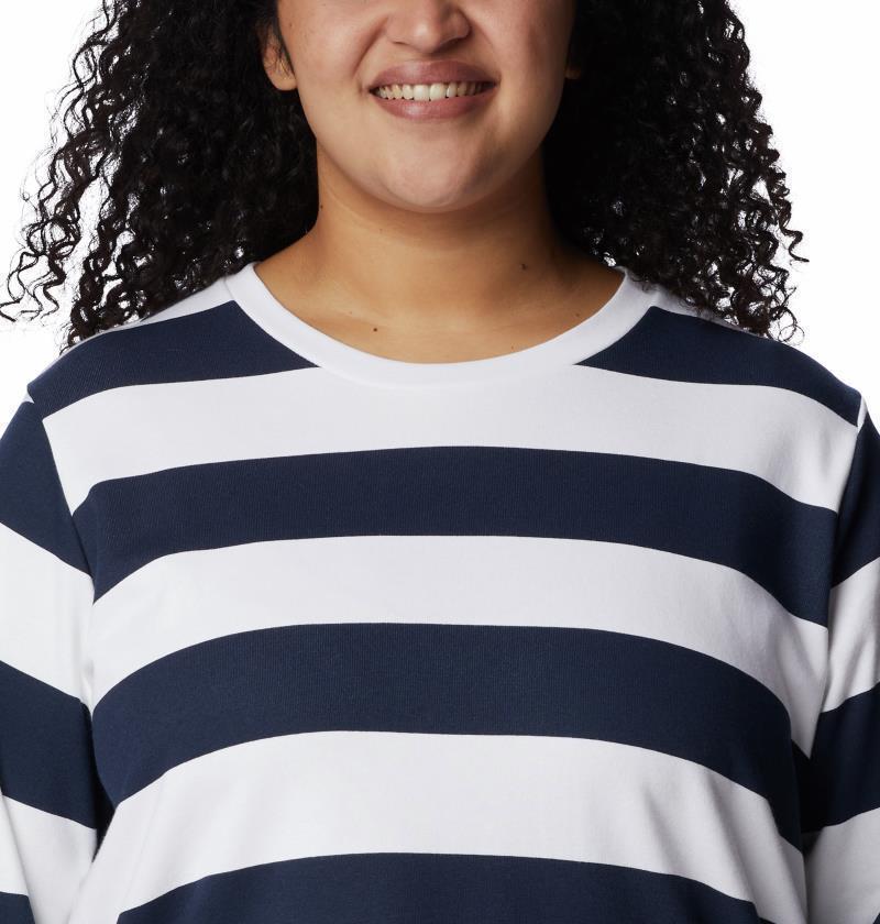 Columbia Trek Seasonal FT Graphic Crew - Plus - Womens - Collegiate Navy / Rugby Stripe 4