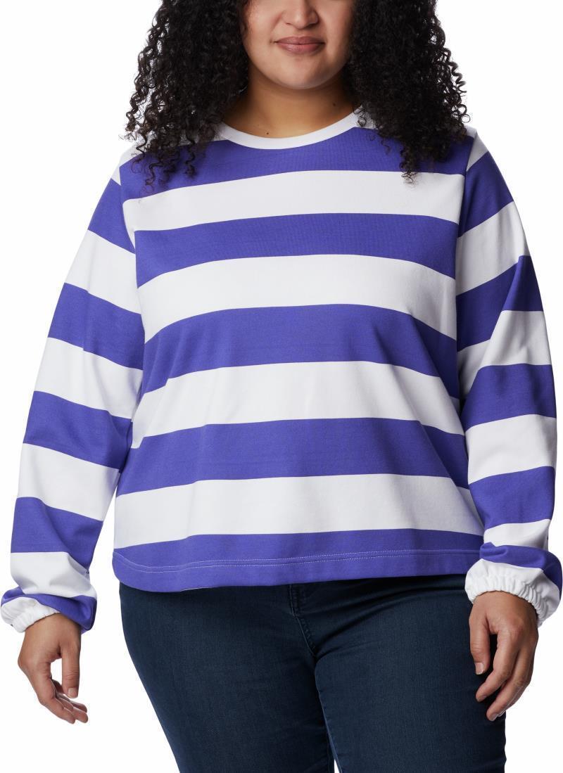 Columbia Trek Seasonal FT Graphic Crew - Plus - Womens - Purple Lotus / Rugby Stripe 1