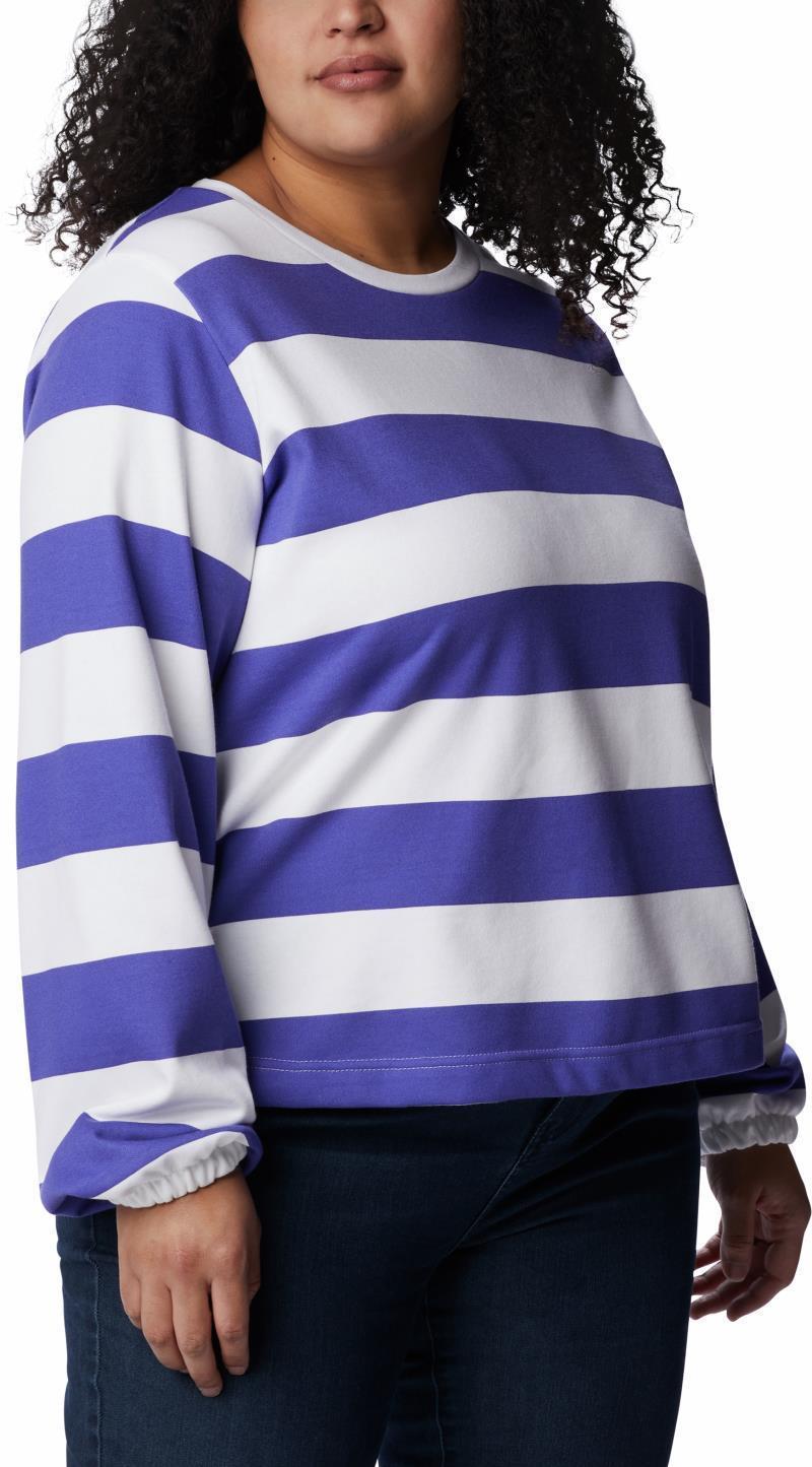 Columbia Trek Seasonal FT Graphic Crew - Plus - Womens - Purple Lotus / Rugby Stripe 3