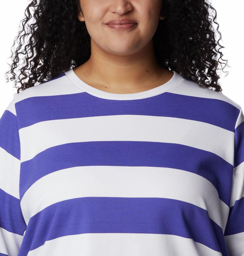 Columbia Trek Seasonal FT Graphic Crew - Plus - Womens - Purple Lotus / Rugby Stripe 4