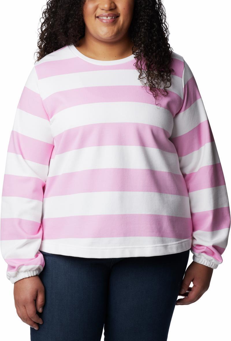 Columbia Trek Seasonal FT Graphic Crew - Plus - Womens - Wild Rose / Rugby Stripe 1