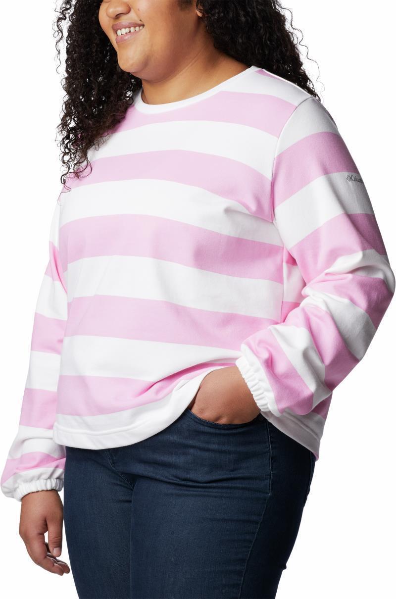 Columbia Trek Seasonal FT Graphic Crew - Plus - Womens - Wild Rose / Rugby Stripe 3