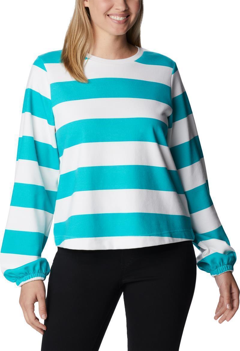 Columbia Trek Seasonal FT Graphic Crew - Womens - Bright Aqua / Rugby Stripe 1