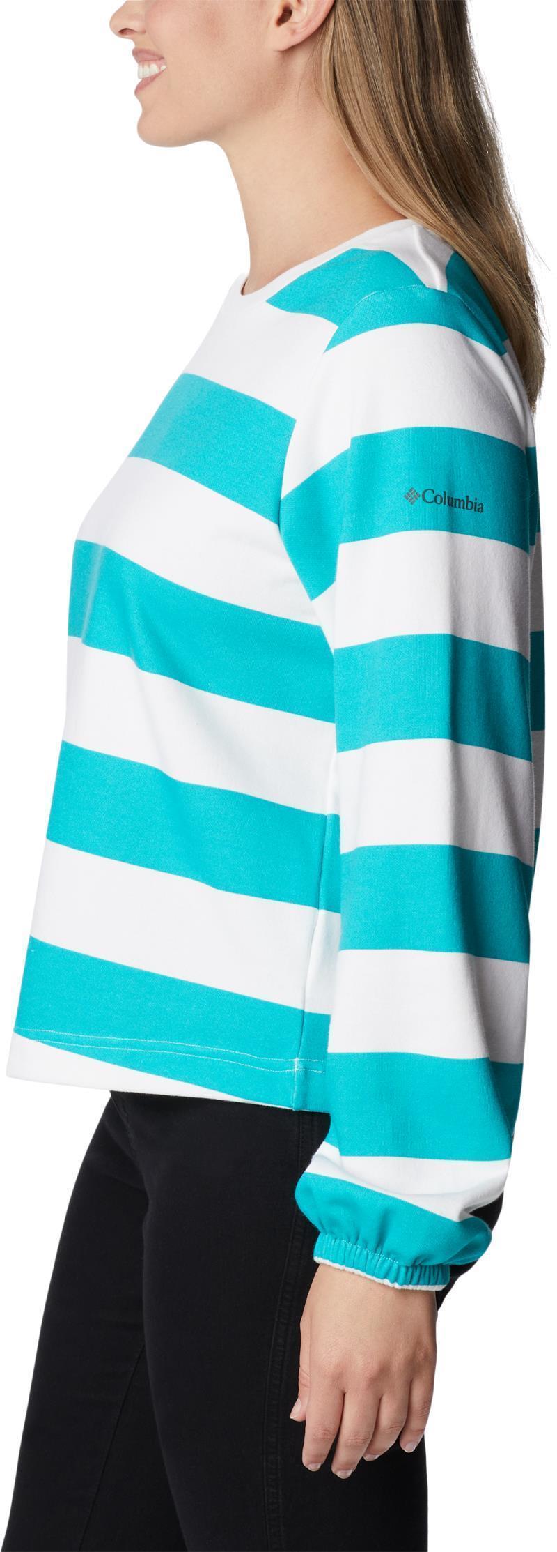 Columbia Trek Seasonal FT Graphic Crew - Womens - Bright Aqua / Rugby Stripe 3