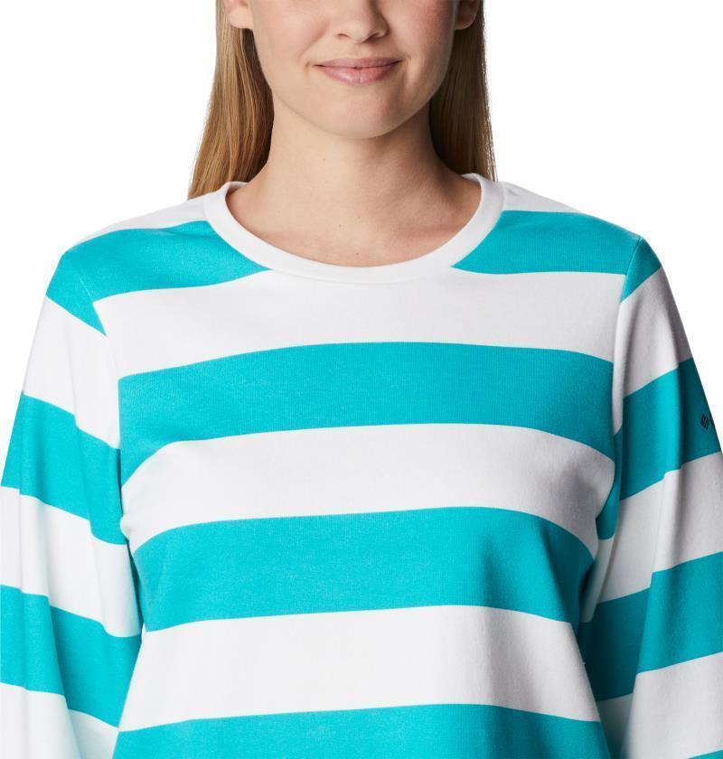 Columbia Trek Seasonal FT Graphic Crew - Womens - Bright Aqua / Rugby Stripe 4