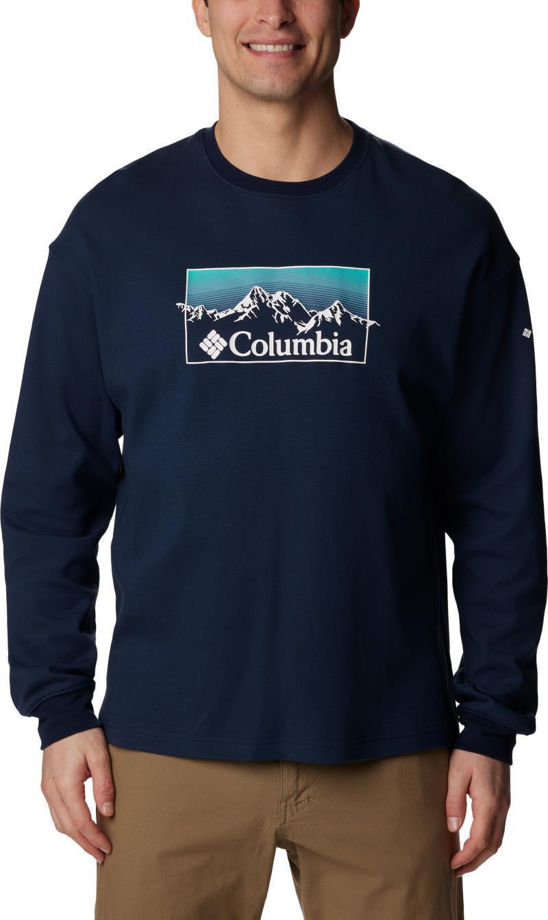 Duxbery Relaxed LS Tee - Big - Mens - collegiate navy / linear range graphic 1