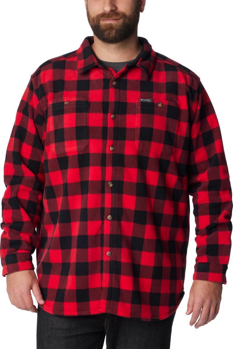 Flare Gun Fleece Over Shirt - Big - Mens - Mountain Red Check 1