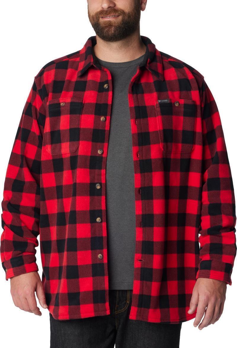 Flare Gun Fleece Over Shirt - Big - Mens - Mountain Red Check 4