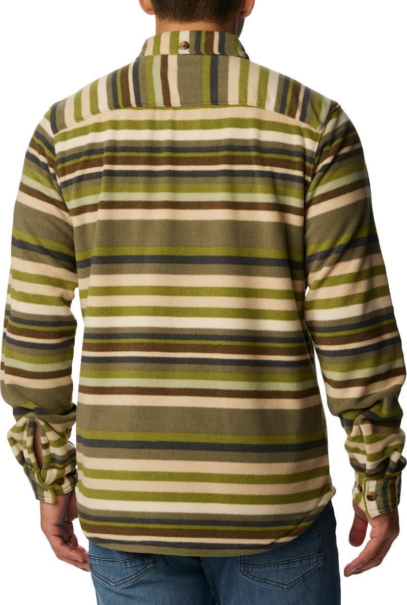 Flare Gun Fleece Over Shirt - Big - Mens - Stone Green Surfcrest Stripe Print 2