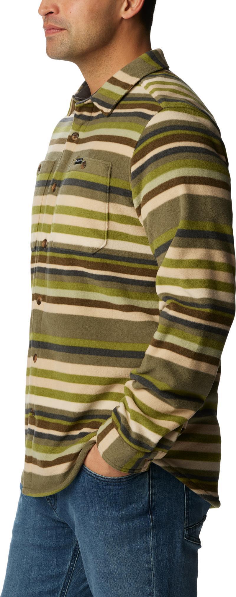 Flare Gun Fleece Over Shirt - Big - Mens - Stone Green Surfcrest Stripe Print 3