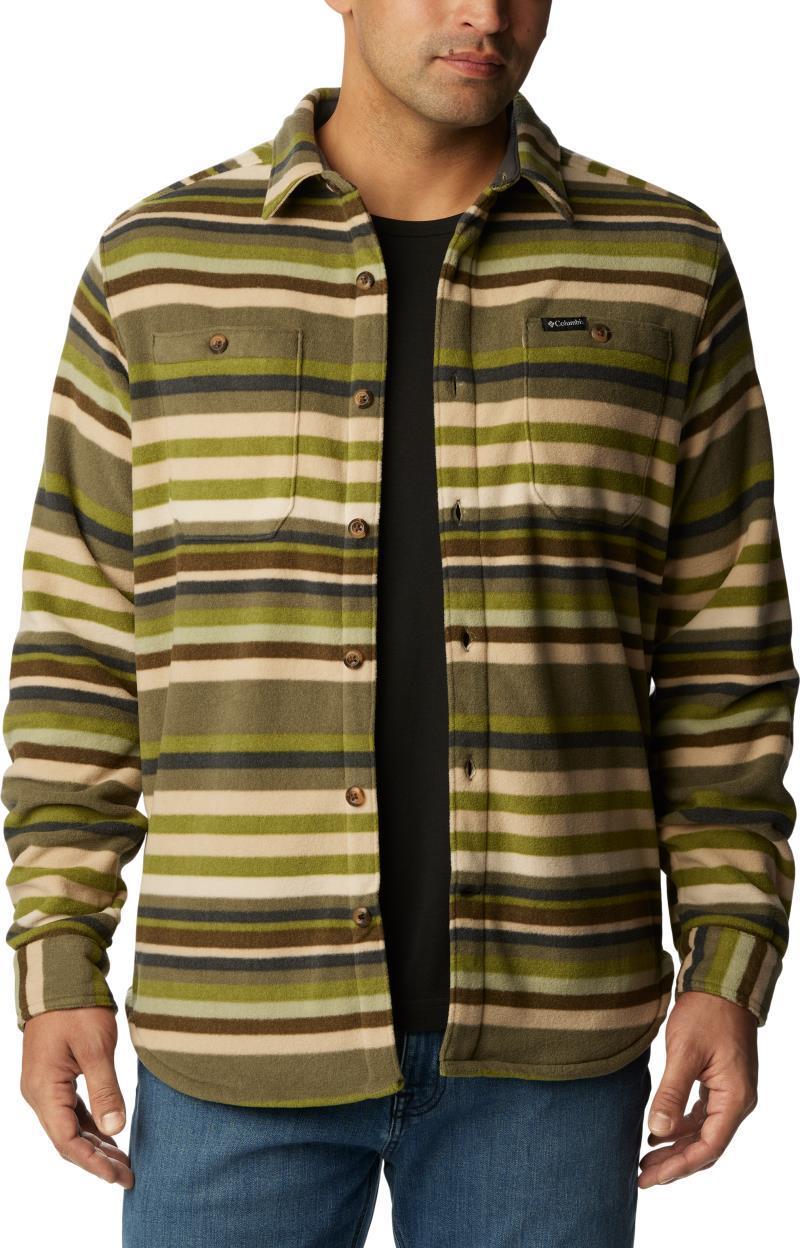 Flare Gun Fleece Over Shirt - Big - Mens - Stone Green Surfcrest Stripe Print 4