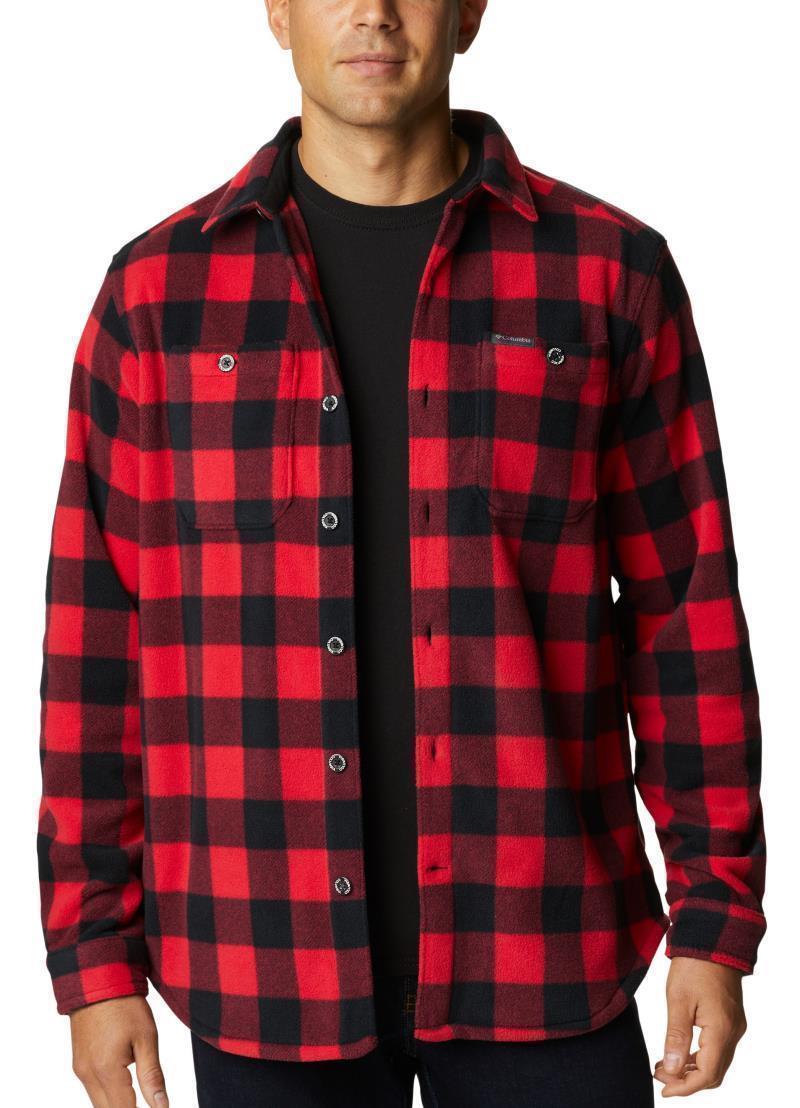 Flare Gun Fleece Over Shirt - Mens - Mountain Red Check 1