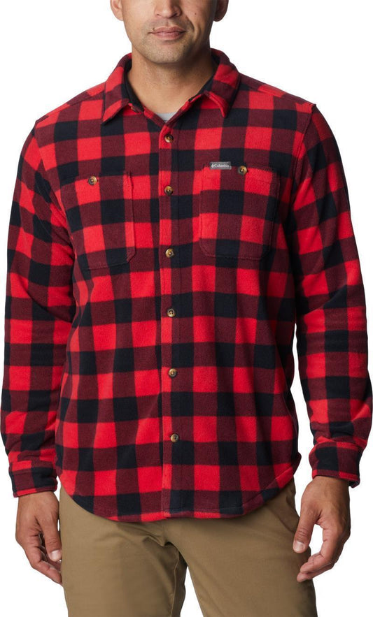 Flare Gun Fleece Over Shirt - Tall - Mens - Mountain Red Check 1