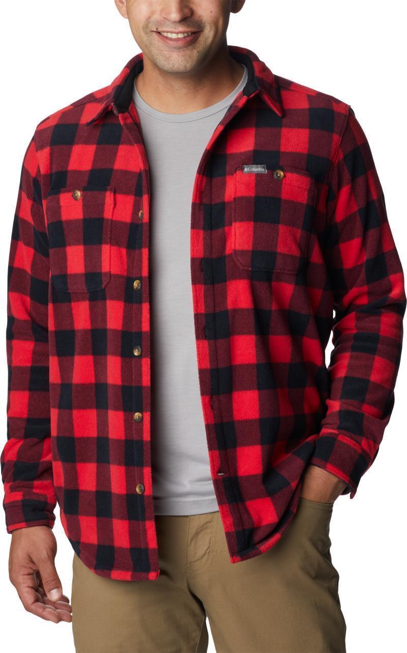 Flare Gun Fleece Over Shirt - Tall - Mens - Mountain Red Check 3