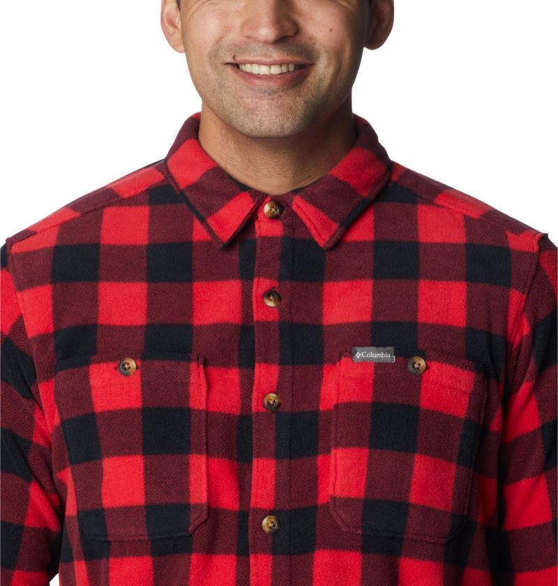 Flare Gun Fleece Over Shirt - Tall - Mens - Mountain Red Check 5