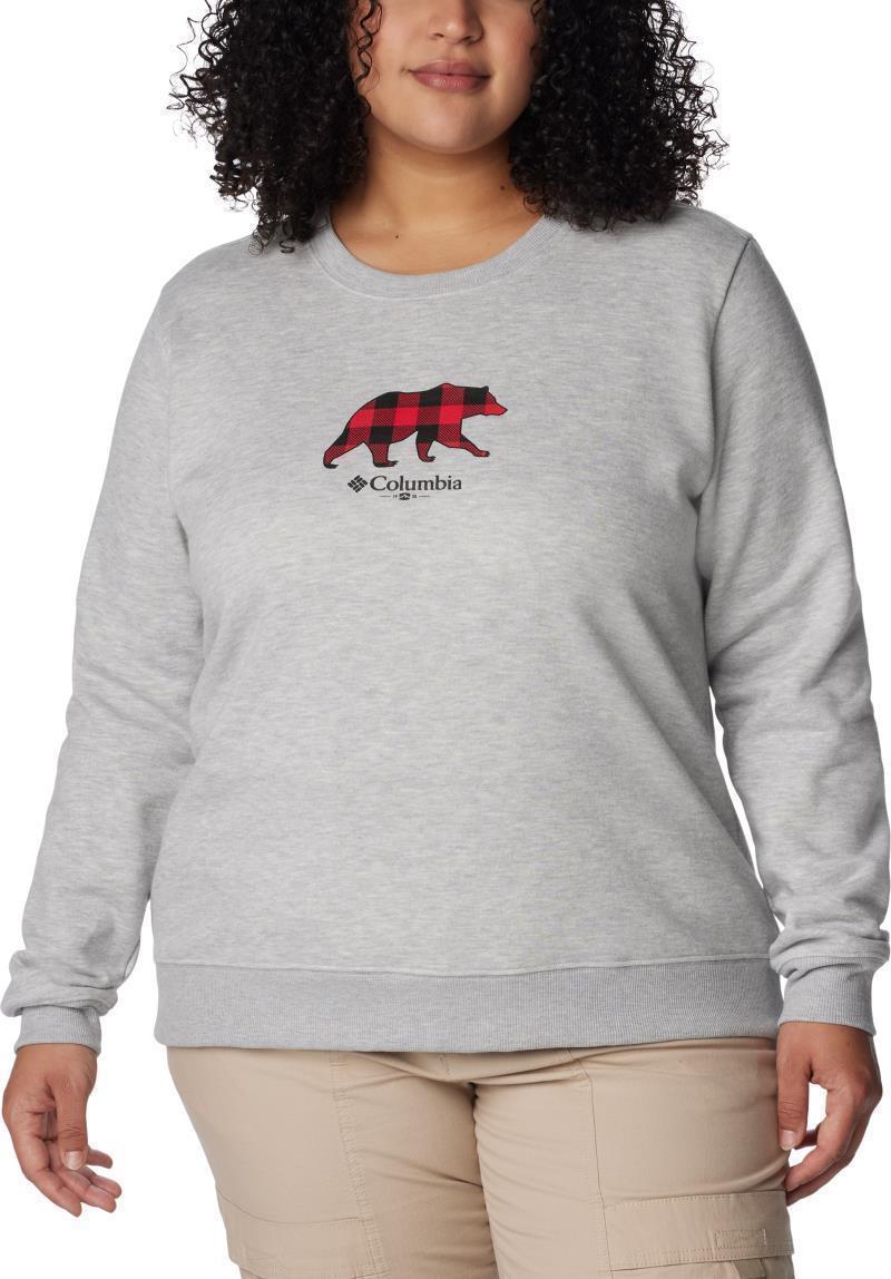 Hart Mountain II Graphic Crew - Plus - Womens - Light Grey Heather / Bearly Plaid 1
