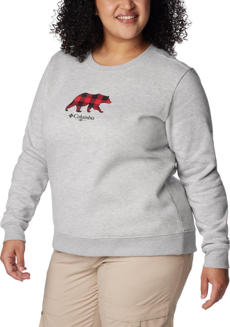 Hart Mountain II Graphic Crew - Plus - Womens - Light Grey Heather / Bearly Plaid 2