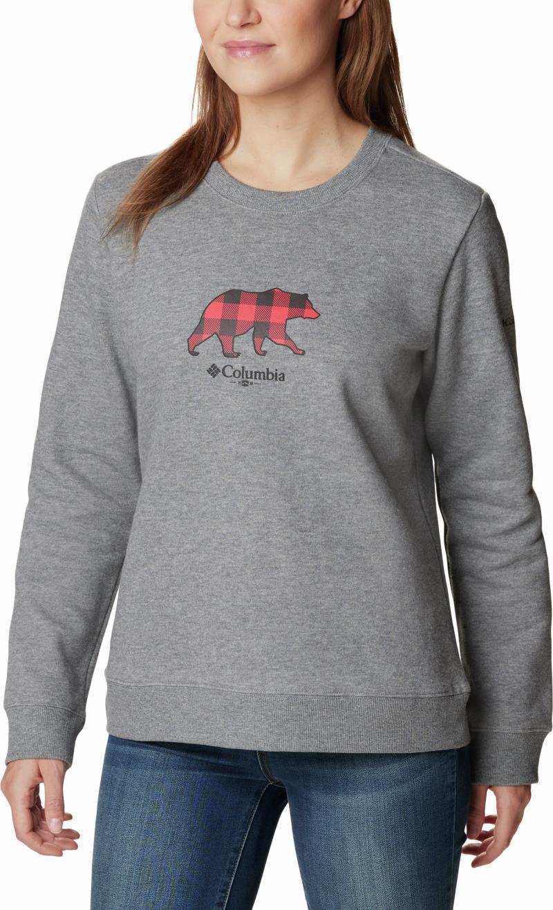Hart Mountain II Graphic Crew - Womens - Light Grey Heather / Bearly Plaid 1