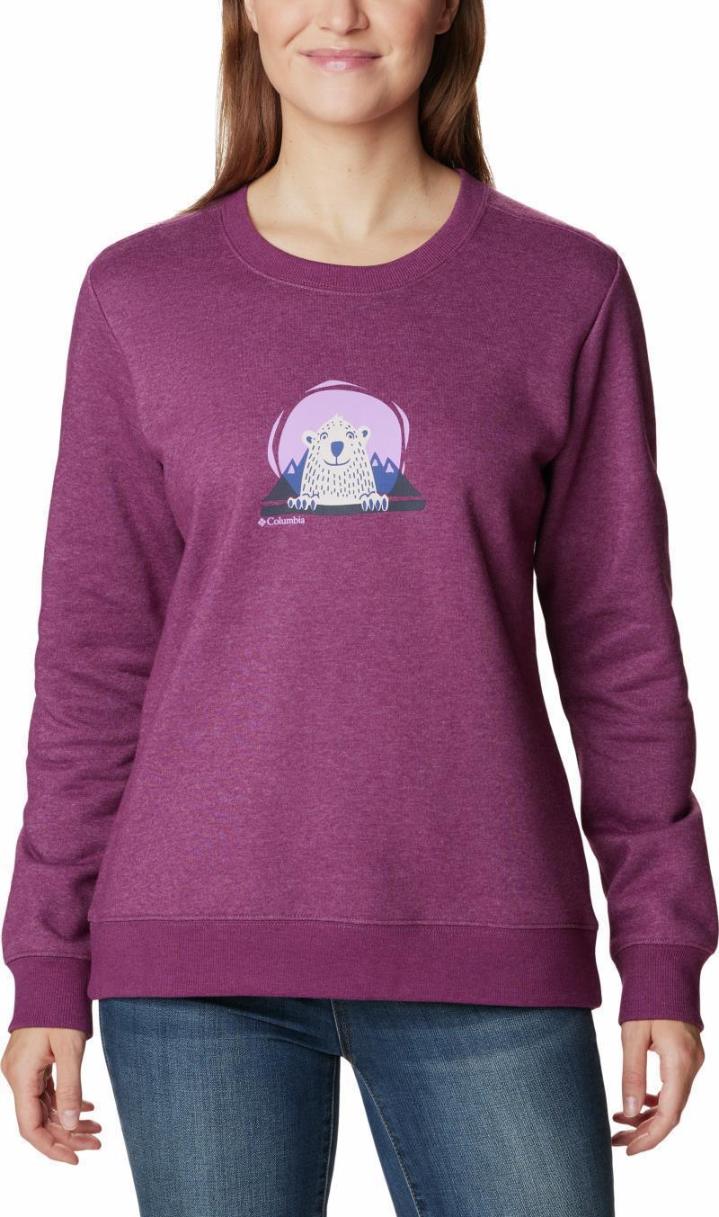 Hart Mountain II Graphic Crew - Womens - Marionberry Heather / Peekabear Logo 1
