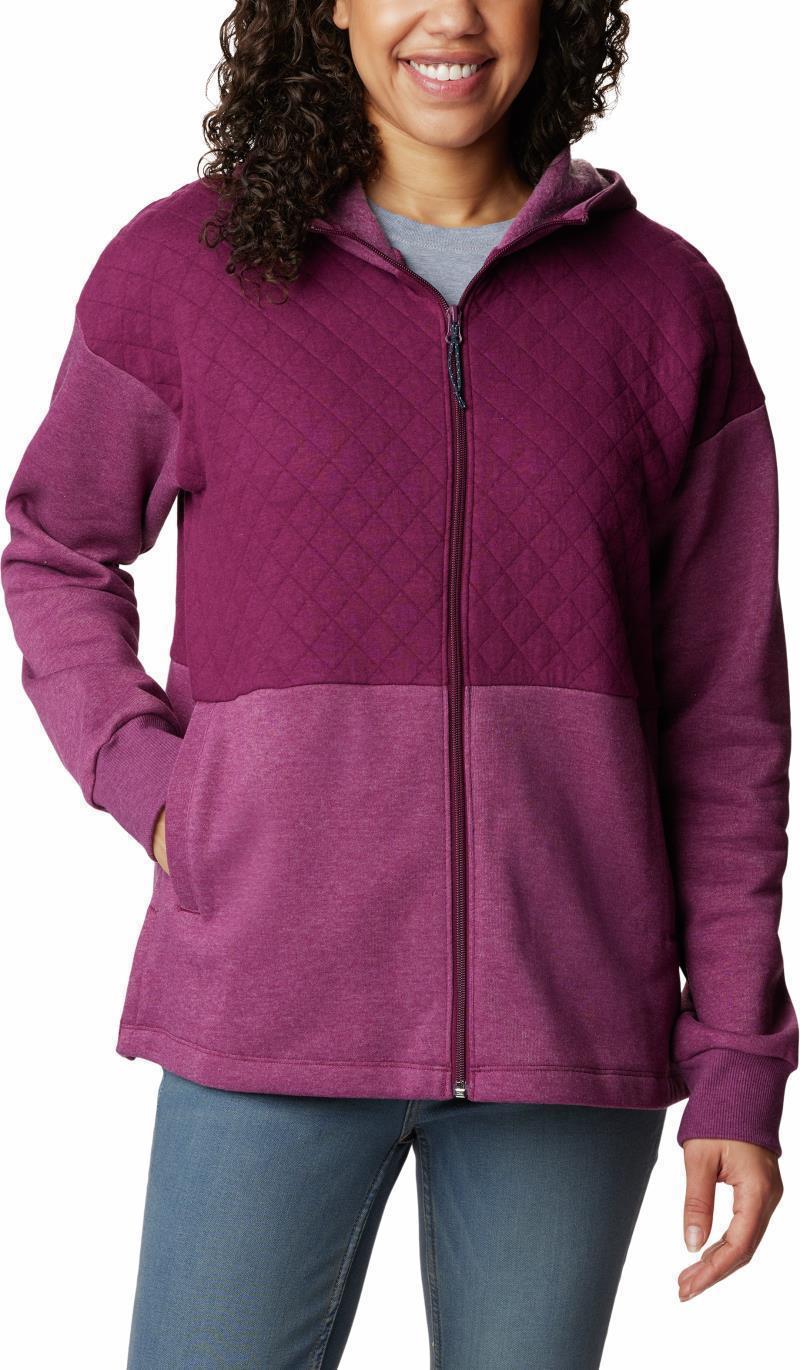 Hart Mountain Quilted Hooded Full Zip - Womens - Marionberry Heather 1