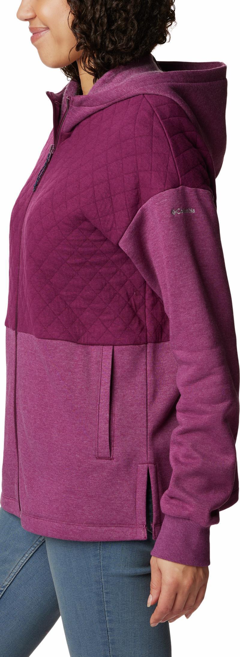Hart Mountain Quilted Hooded Full Zip - Womens - Marionberry Heather 2
