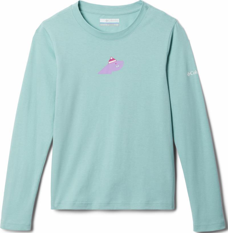 Hazeldel Hill LS Graphic Tee - Youth Girls - Aqua Haze / Skisaurus Back 1