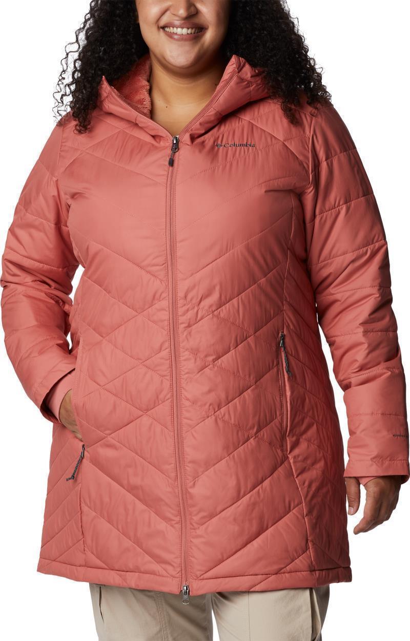 Heavenly Long Hooded Jacket - Plus - Womens - Dark Coral 1