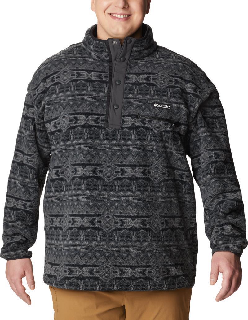 Helvetia Half Snap Fleece - Big - Mens - black 80s stripe print 1