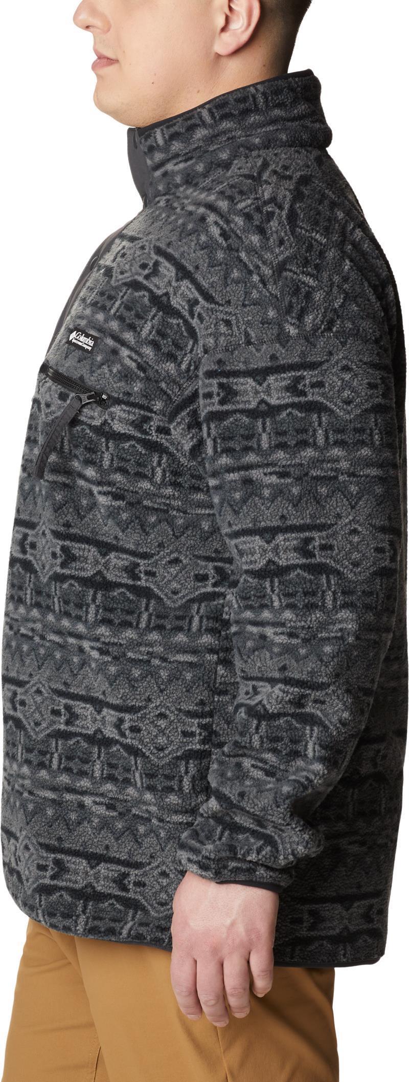 Helvetia Half Snap Fleece - Big - Mens - black 80s stripe print 1