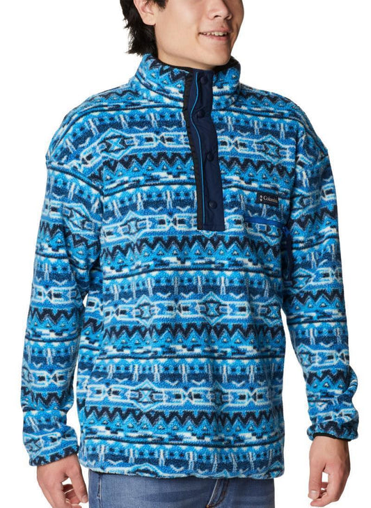 Helvetia Half Snap Fleece - Tall - Mens - Bright Indigo 80s Stripe Print 1