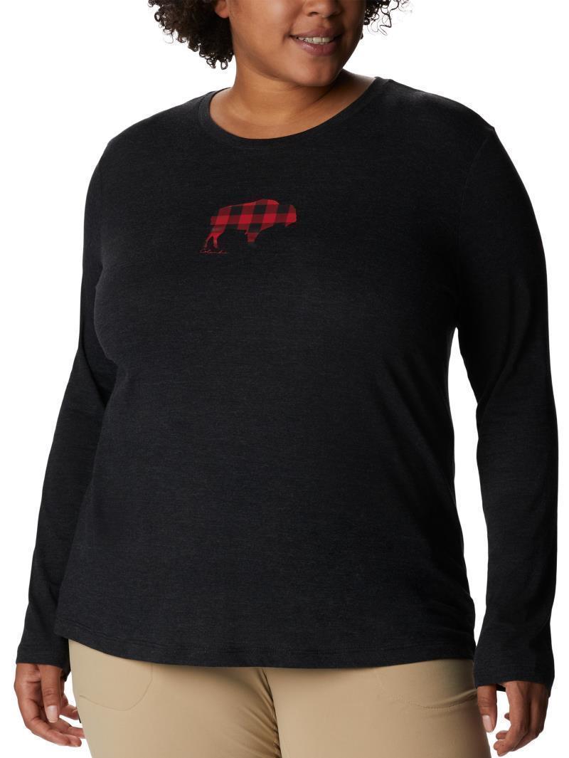 Hidden Haven LS Tee, Extended - Womens - black heather / range roam print 1