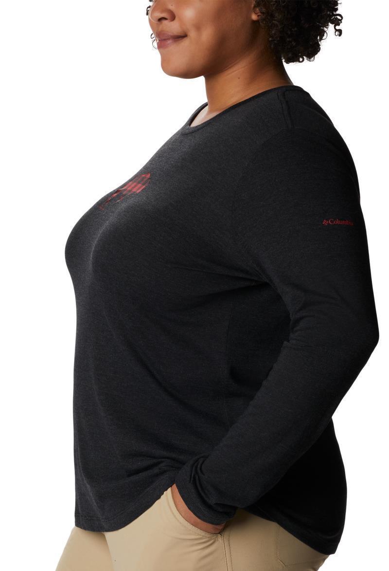 Hidden Haven LS Tee, Extended - Womens - black heather / range roam print 1