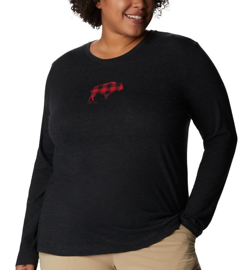 Hidden Haven LS Tee, Extended - Womens - black heather / range roam print 1