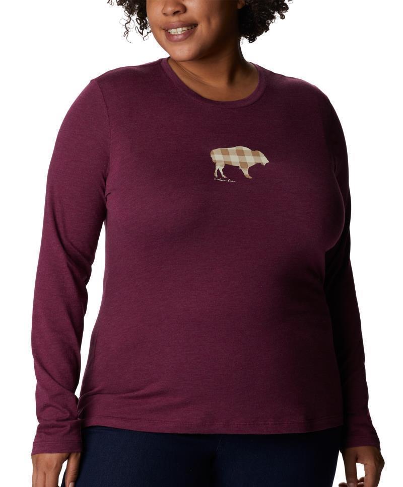 Hidden Haven LS Tee, Extended - Womens - marionberry heather / range roam print 1