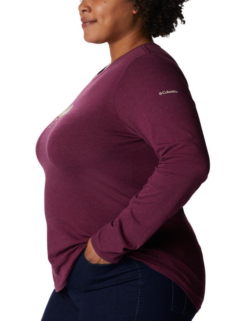 Hidden Haven LS Tee, Extended - Womens - marionberry heather / range roam print 1